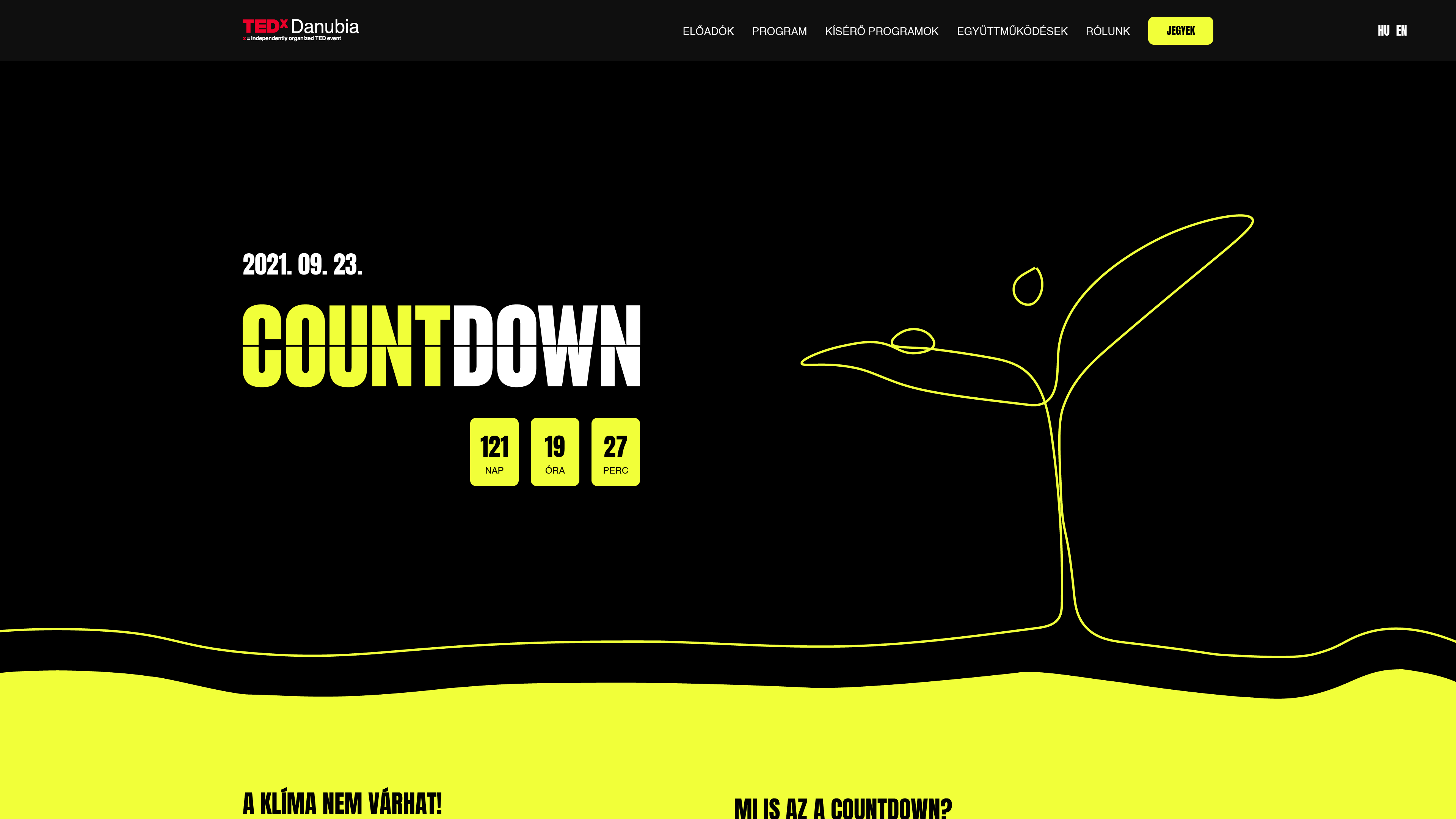 TEDxDanubia countdown esemény landing desktop UI design