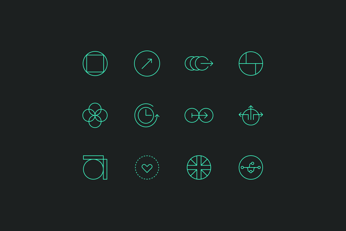 Zöld absztrakt ikonok, amit a weboldalon használtunk fel
